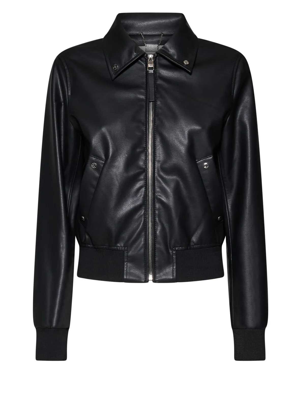 Black Jacket with Front Zip and Structured Collar
