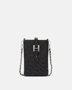 Black Quilted Mini Bag with Buckle and Chain Shoulder Strap