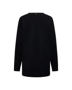 Black sweater with dropped hem