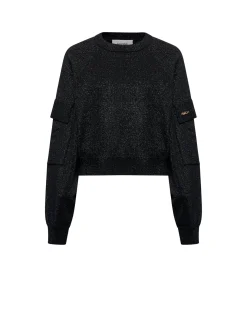 Black sweater with low shoulder