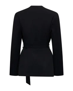 Blazer with knotted belt and shawl lapel