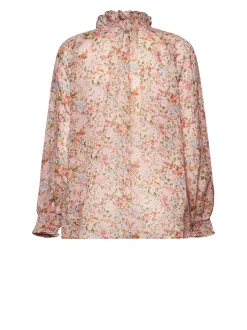Blouse with floral print and romantic design