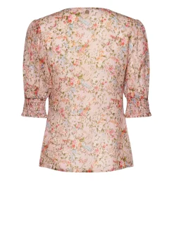 Blouse with floral print and crisscross design