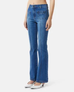 Bootcut jeans with visible seams