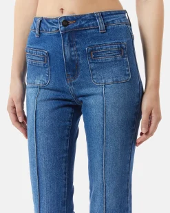 Bootcut jeans with visible seams