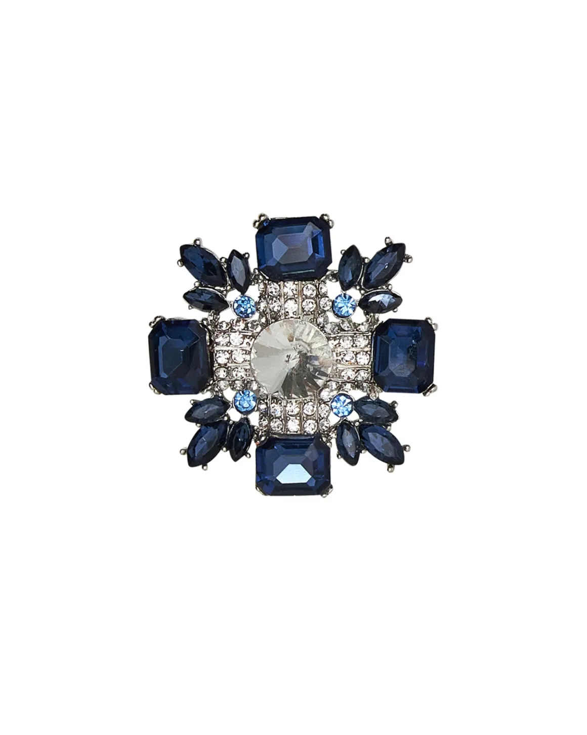 Brooch with central stone and geometric composition