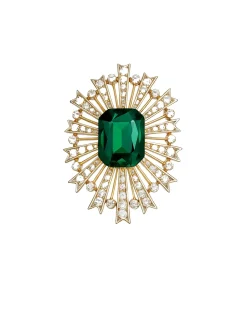 Brooch with central stone and radial design