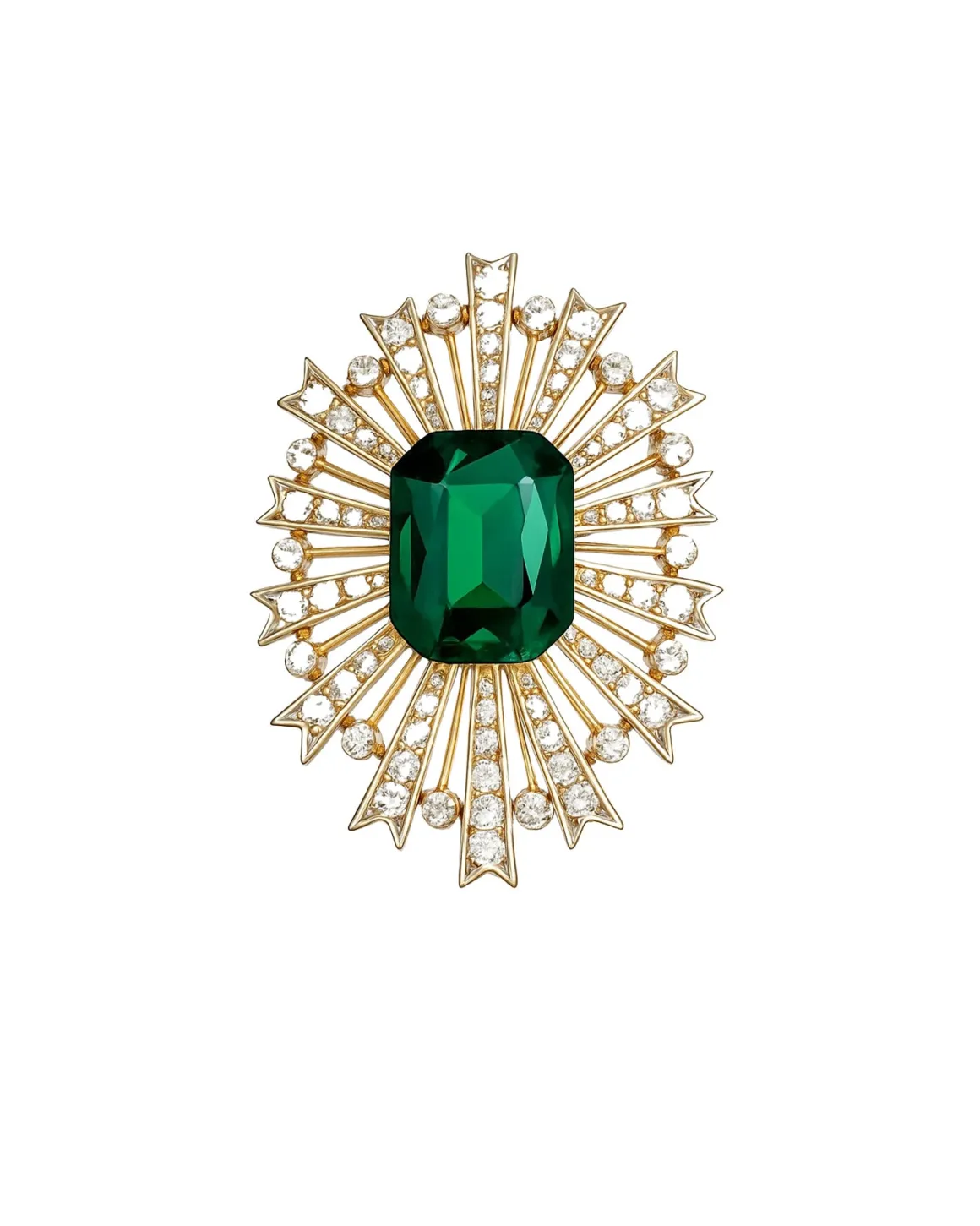 Brooch with central stone and radial design