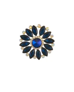 Brooch with central stone and radial floral design