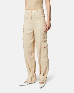 Cargo pants in linen with ankle detail