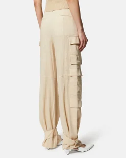 Cargo pants in linen with ankle detail