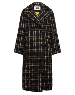 Checked coat with lapels