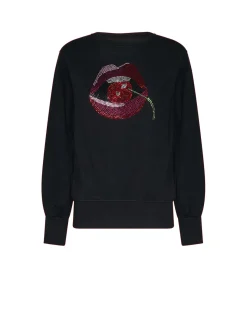 Crew-neck sweatshirt with floral motif