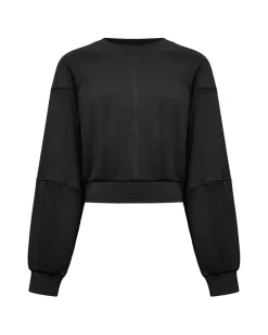 Cropped sweatshirt with balloon sleeves