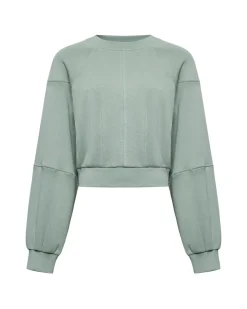 Cropped sweatshirt with balloon sleeves