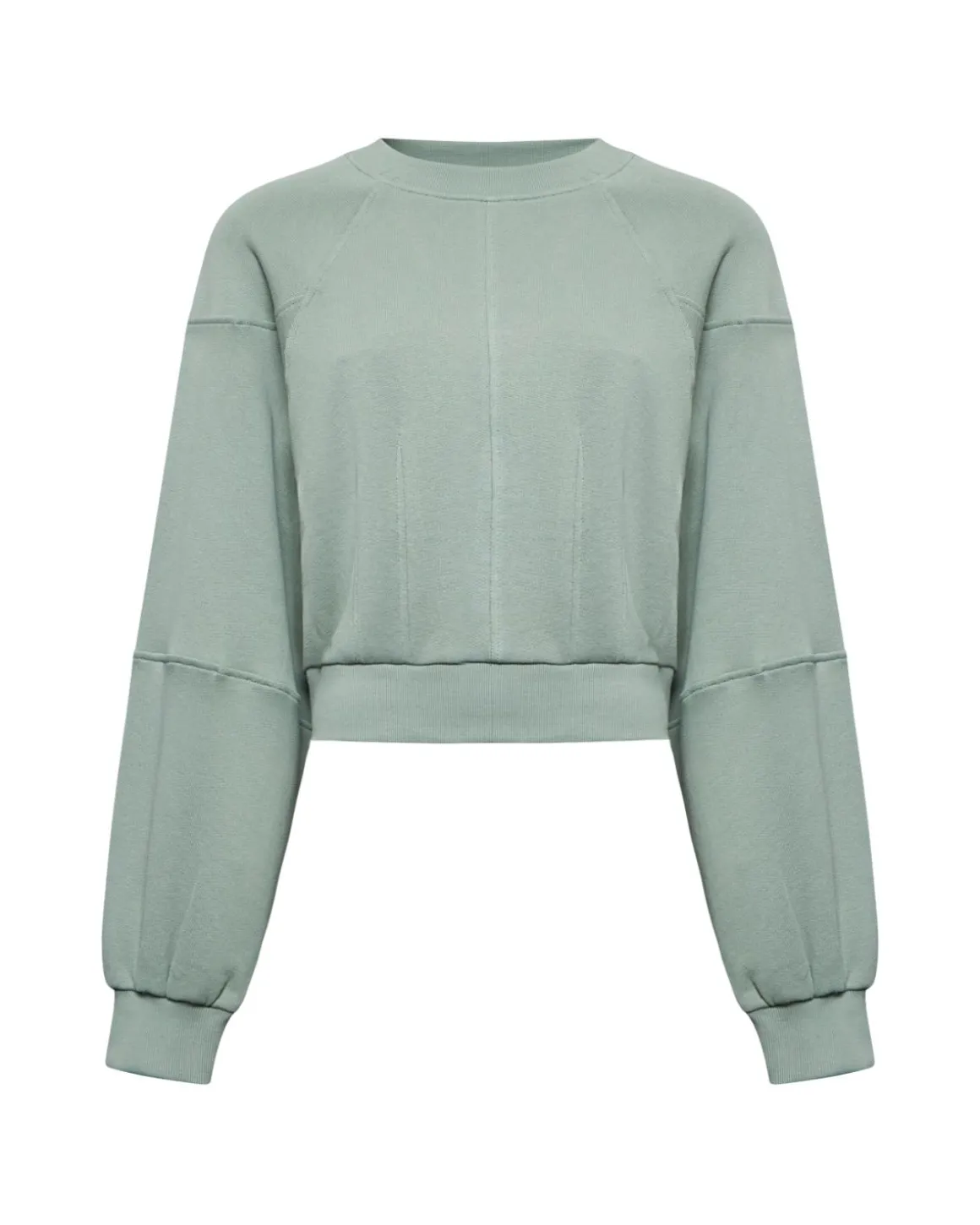 Cropped sweatshirt with balloon sleeves