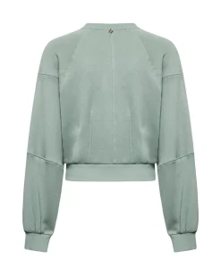 Cropped sweatshirt with balloon sleeves