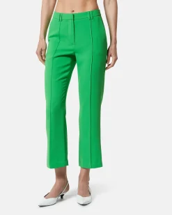 Cropped trousers with central fold