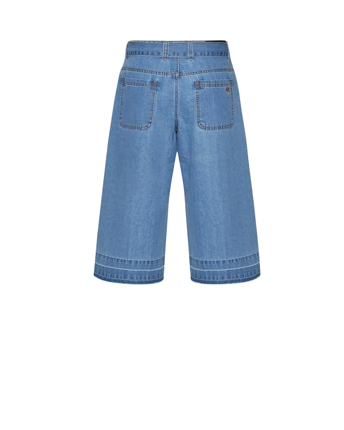 Cropped trousers with integrated belt