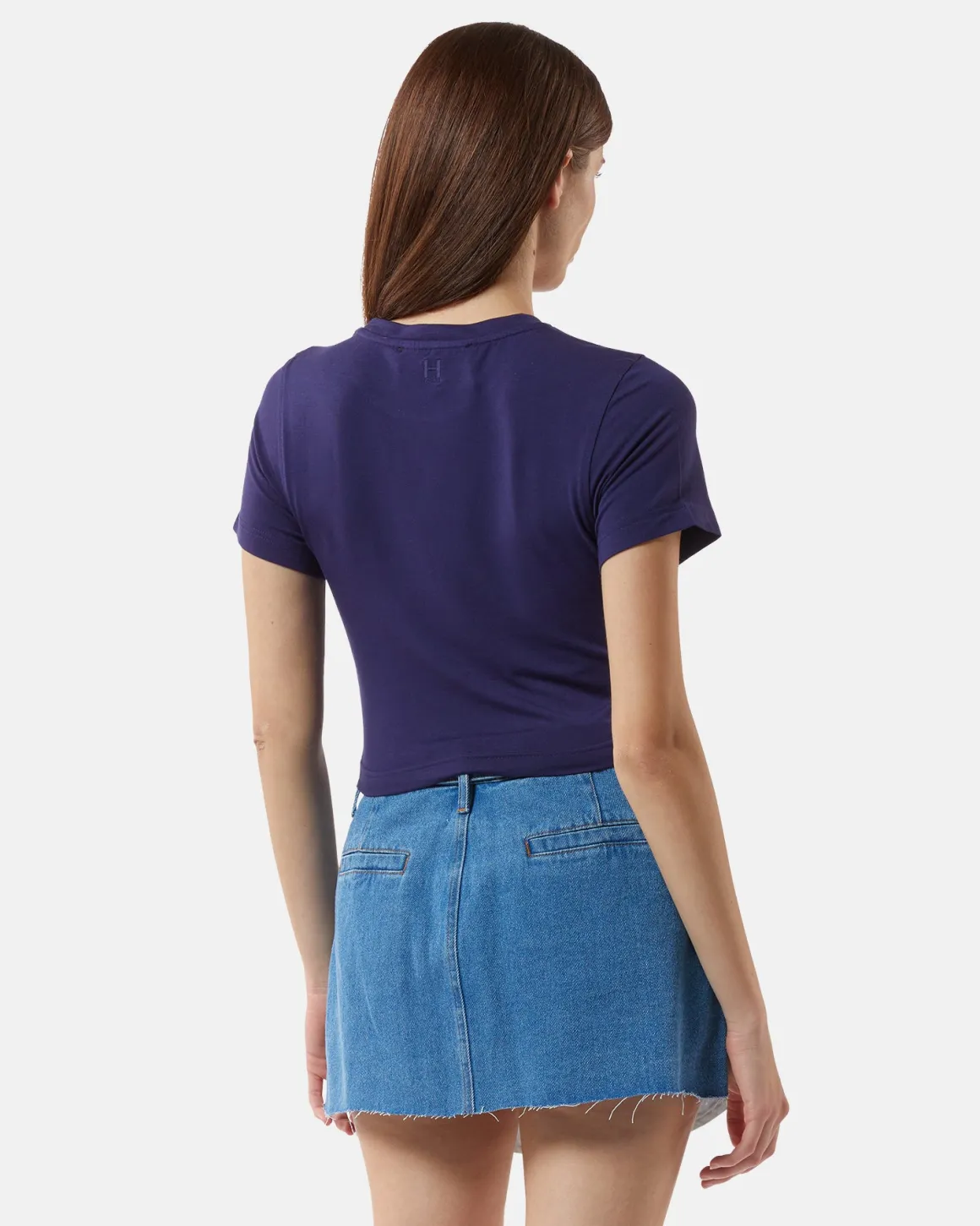 Cropped t-shirt in elastic cotton