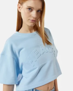 Cupped cotton sweatshirt with relief logo