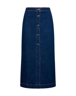 Denim midi skirt with buttons