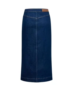 Denim midi skirt with buttons