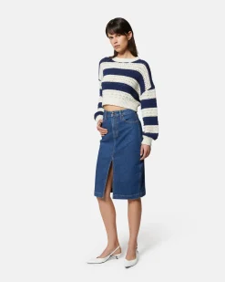 Denim skirt with slit