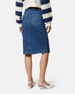 Denim skirt with slit