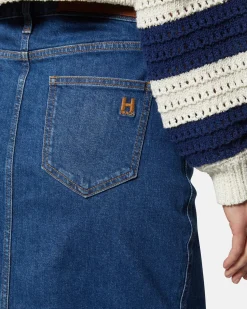 Denim skirt with slit