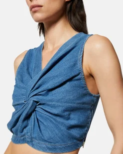 Denim top with central knot
