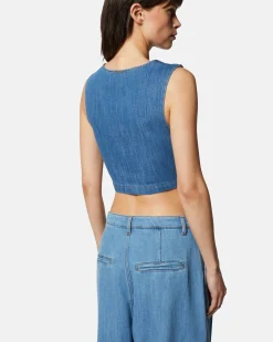 Denim top with central knot