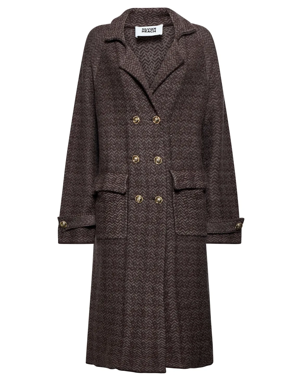 Double-breasted coat with decorative buttons