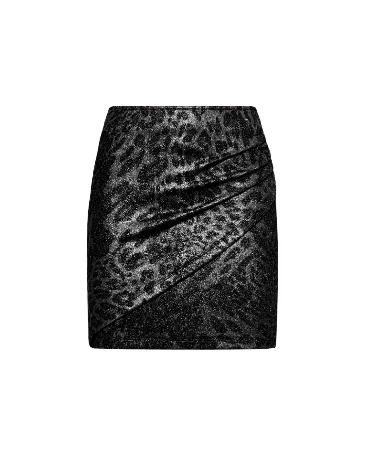 Draped mini skirt with animal print