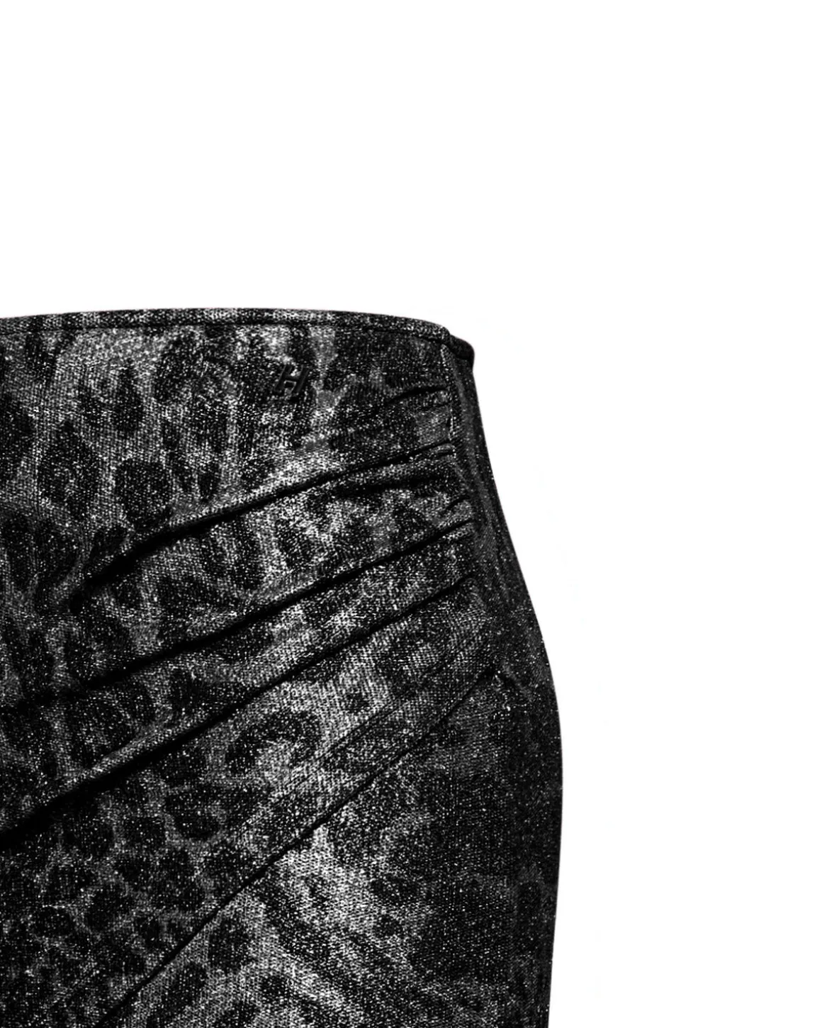 Draped mini skirt with animal print