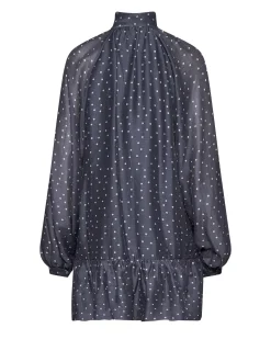 Dress with Bow at the Neck and Graphic Pattern