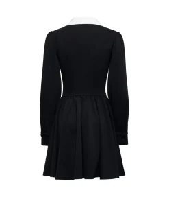 Dress with collar and wide skirt
