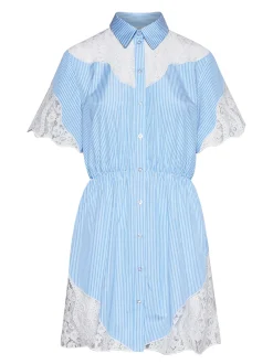 Dress with contrasting inserts and structured design