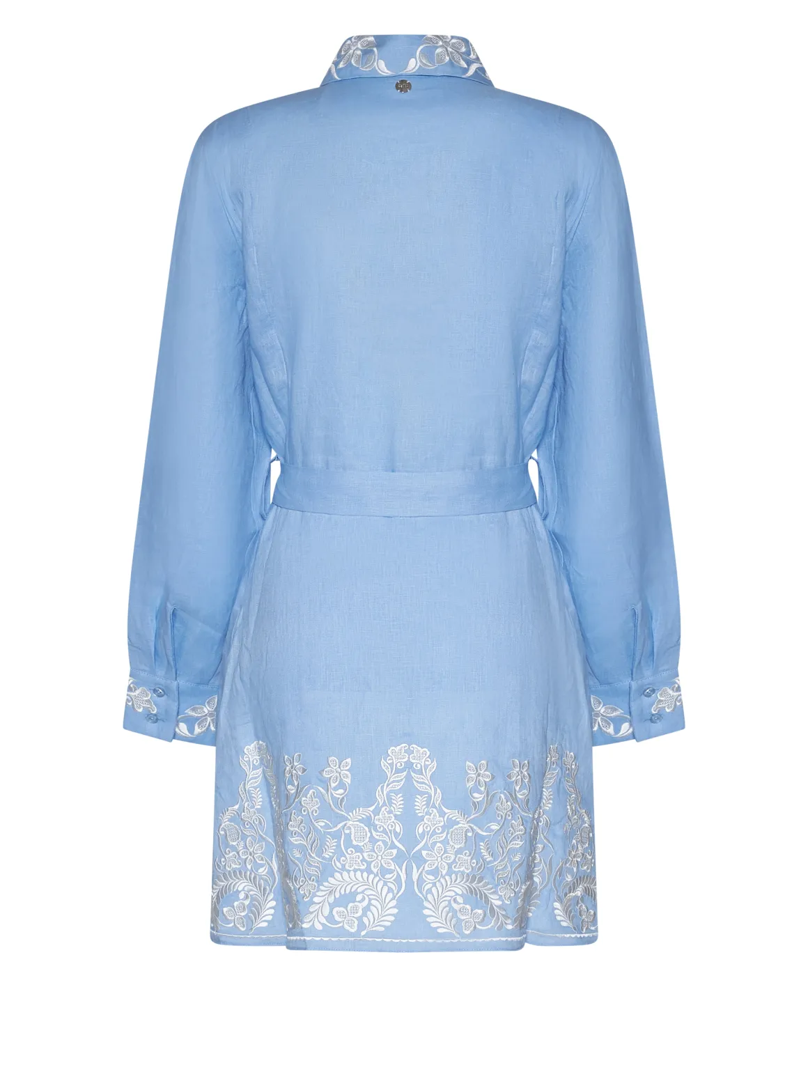 Dress with Decorative Embroidery and Integrated Belt