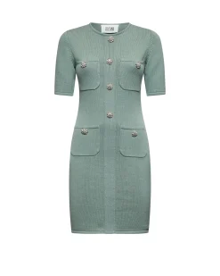 Fitted dress with decorative buttons