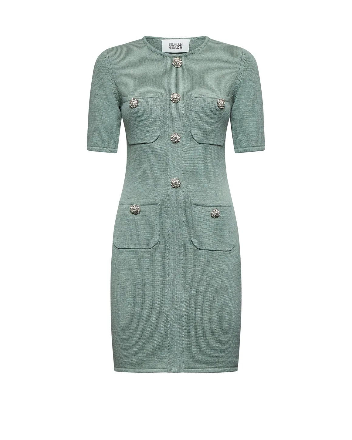 Fitted dress with decorative buttons