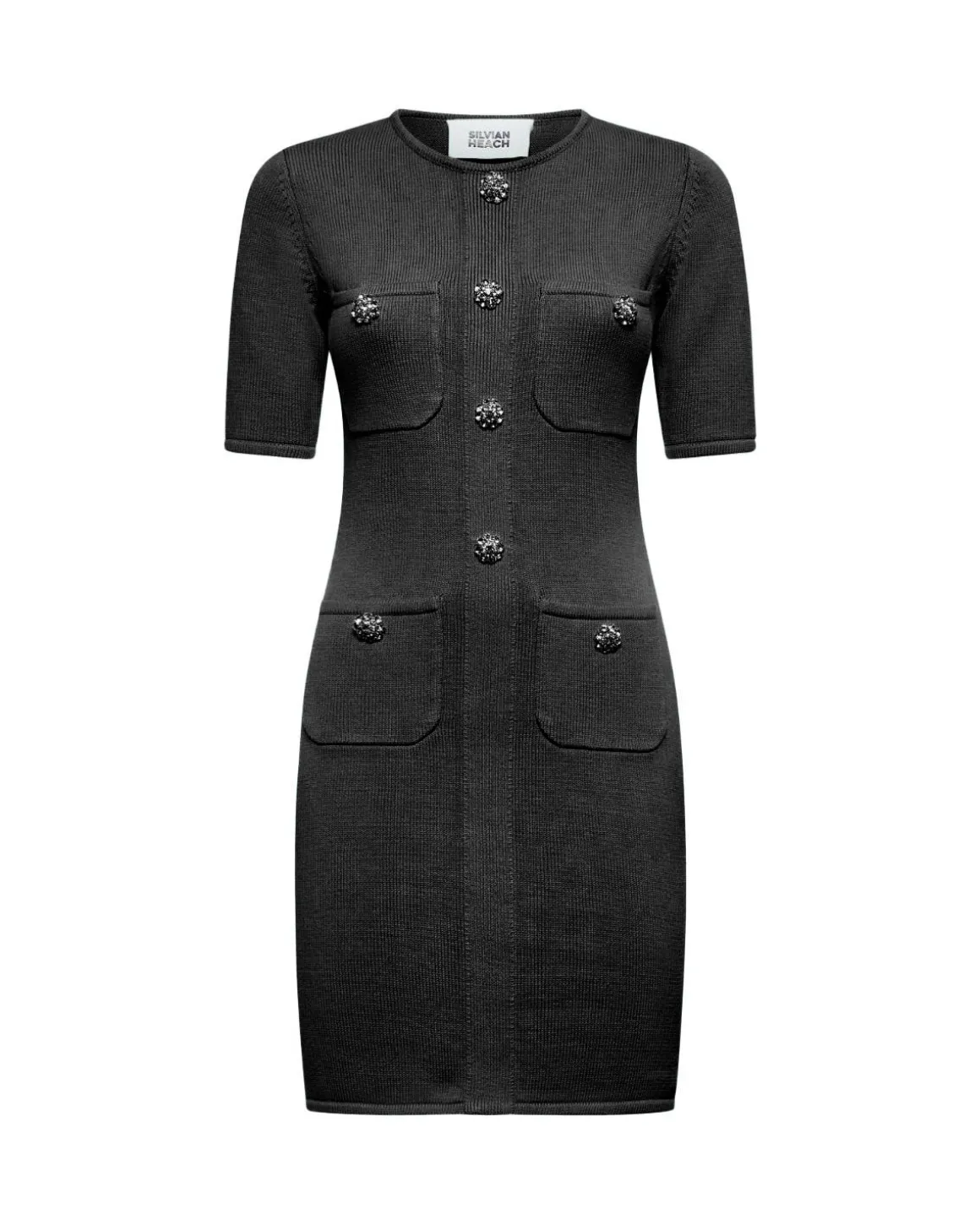 Fitted dress with decorative buttons