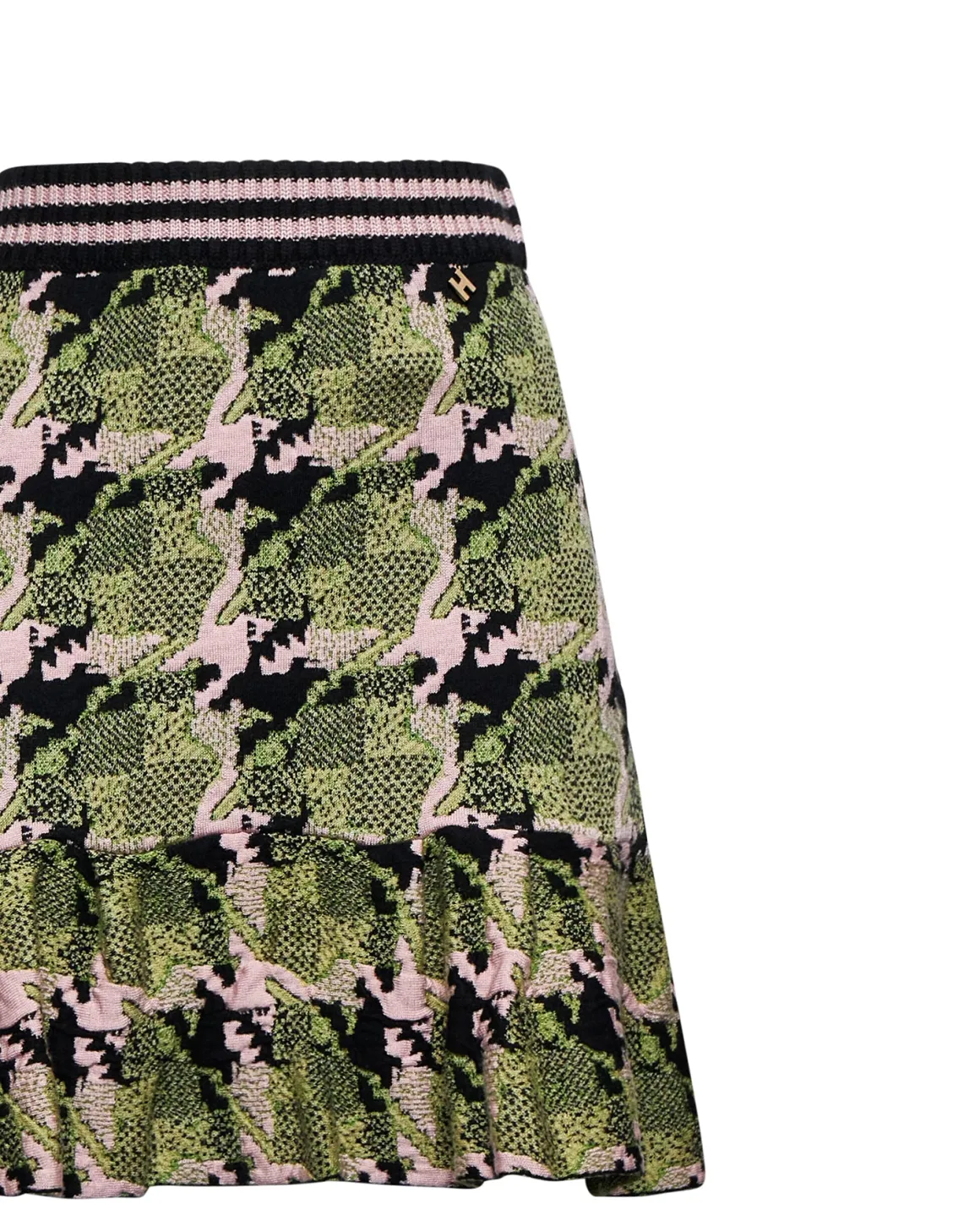Flared skirt with contrasting pattern