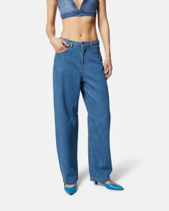 High -waisted straight leg jeans