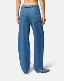 High -waisted straight leg jeans