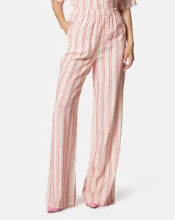 High -waisted trousers with striped print