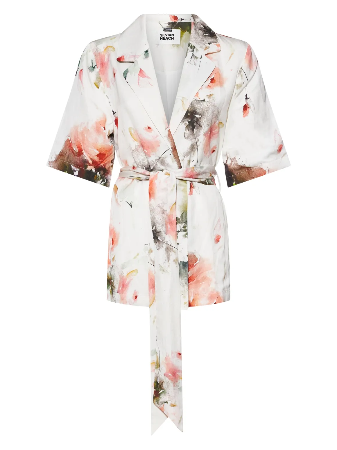 Jacket with Artistic Pattern and Knotted Belt