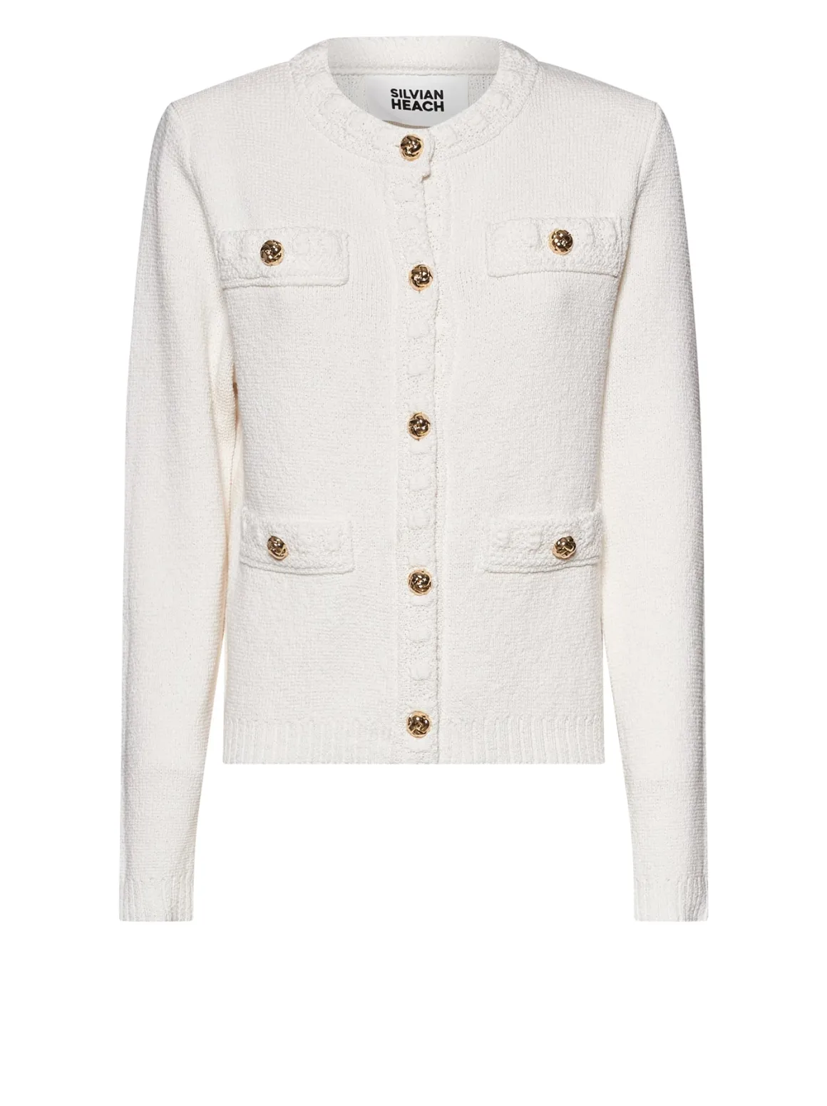 Jacket with front closure and decorative details
