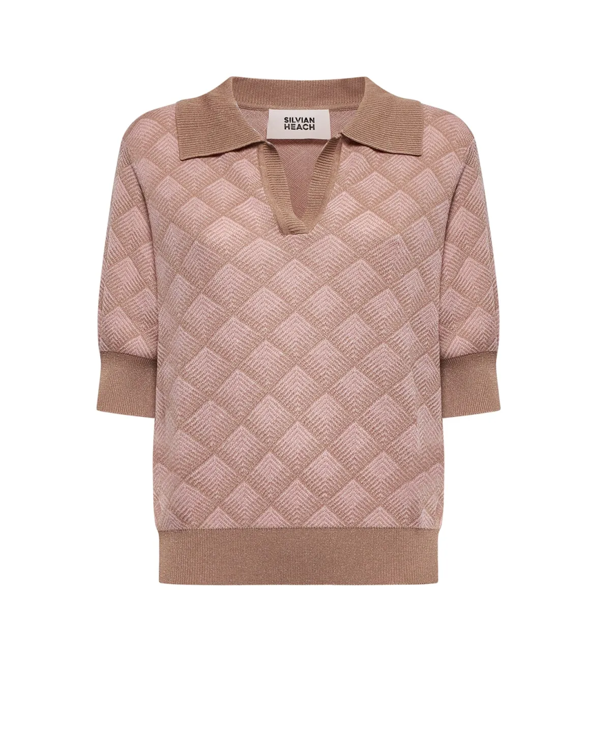 Knitted sweater with polo neckline