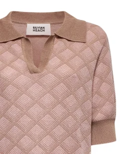 Knitted sweater with polo neckline